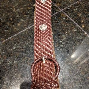 8 Strand braided leather belt with medallions